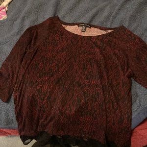 French Laundry XL red print and black lace